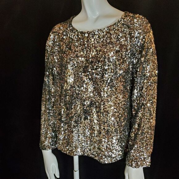 NWT Equipment Femme Abeline Chrome Sequined Blouse (XS) - Picture 5 of 9
